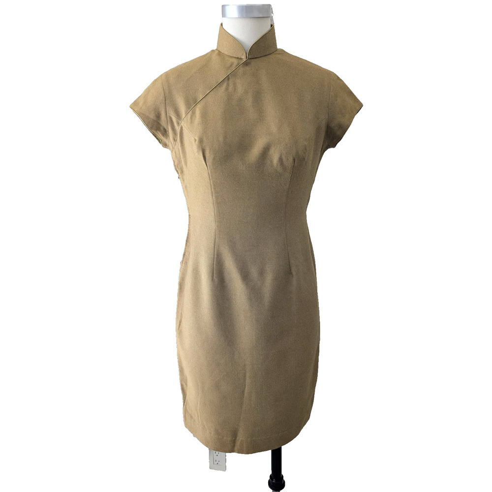 1950s 1960s Wool Asian Cheongsm Day Dress | XS to Small